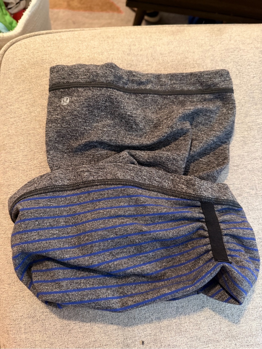 lululemon Gray with Blue Stripe Knit Headband/Neck Warmer